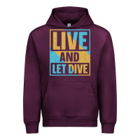 Mauve Wine Live And Let Dive Retro Style Urban Hoodie - artisFamous
