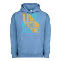 Pigment Pebble Blue Live And Let Dive Retro Style Urban Hoodie - artisFamous