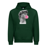 Forest Green Vaporwave statue head with bubblegum Urban Hoodie - artisFamous