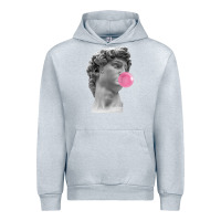 Heather Grey Vaporwave statue head with bubblegum Urban Hoodie - artisFamous