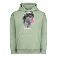 Pigment Oil Green Vaporwave statue head with bubblegum Urban Hoodie - artisFamous