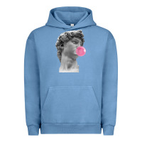 Pigment Pebble Blue Vaporwave statue head with bubblegum Urban Hoodie - artisFamous