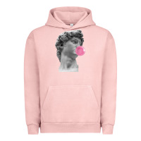 Pigment Salmon Vaporwave statue head with bubblegum Urban Hoodie - artisFamous