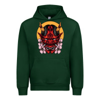 Forest Green demon oni mask Urban Hoodie - artisFamous