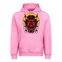 Fuchsia Pink demon oni mask Urban Hoodie - artisFamous