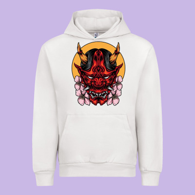 Demon Oni Mask Urban Hoodie Designed By Artisfamous