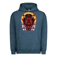 Pigment Midnight Navy demon oni mask Urban Hoodie - artisFamous