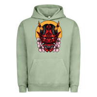 Pigment Oil Green demon oni mask Urban Hoodie - artisFamous