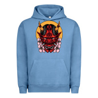 Pigment Pebble Blue demon oni mask Urban Hoodie - artisFamous