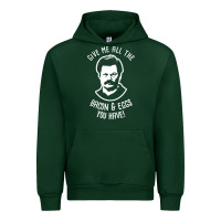 Forest Green Ron tv show parks Swanson - Bacon & Eggs Urban Hoodie - artisFamous