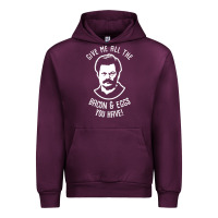 Mauve Wine Ron tv show parks Swanson - Bacon & Eggs Urban Hoodie - artisFamous