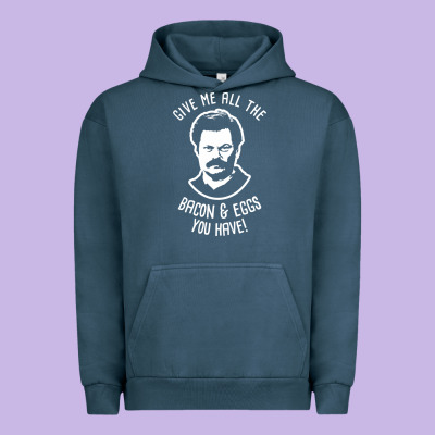 Ron Tv Show Parks Swanson - Bacon & Eggs Urban Hoodie Designed By Artisfamous