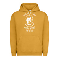 Pigment Peanut Butter Ron tv show parks Swanson - Bacon & Eggs Urban Hoodie - artisFamous