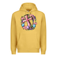 Antique Gold Cross With Floral Wreath And Easter Eggs Premium Hoodie - RanaPortraitStore