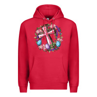 Cardinal Cross With Floral Wreath And Easter Eggs Premium Hoodie - RanaPortraitStore