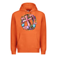 Carrot Cross With Floral Wreath And Easter Eggs Premium Hoodie - RanaPortraitStore