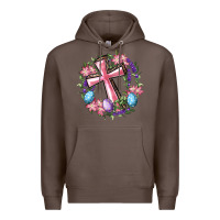 Coffee Cross With Floral Wreath And Easter Eggs Premium Hoodie - RanaPortraitStore