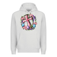 Dove Grey Cross With Floral Wreath And Easter Eggs Premium Hoodie - RanaPortraitStore