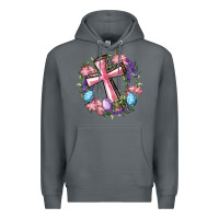 Rock Cross With Floral Wreath And Easter Eggs Premium Hoodie - RanaPortraitStore