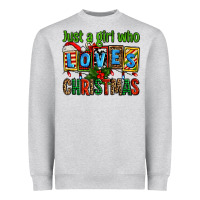Heather Grey just a girl who loves christmas Heavyweight Sweatshirt - AdoDesignShop