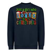 Navy just a girl who loves christmas Heavyweight Sweatshirt - AdoDesignShop