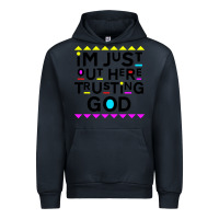 Navy i'm just out here trusting god Urban Hoodie - artisFamous