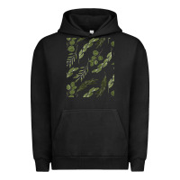 Pigment Black Watercolor Eucalyptus Pattern Urban Hoodie - artisFamous
