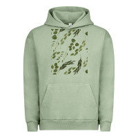 Pigment Oil Green Watercolor Eucalyptus Pattern Urban Hoodie - artisFamous