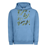 Pigment Pebble Blue Watercolor Eucalyptus Pattern Urban Hoodie - artisFamous