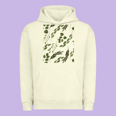 Watercolor Eucalyptus Pattern Urban Hoodie Designed By Artisfamous