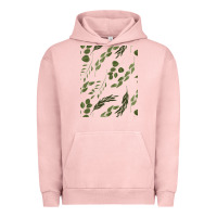 Pigment Salmon Watercolor Eucalyptus Pattern Urban Hoodie - artisFamous