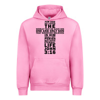 Fuchsia Pink John 3:16 Bible Verse Cool Christian Church Shirts Christianity Urban Hoodie - artisFamous