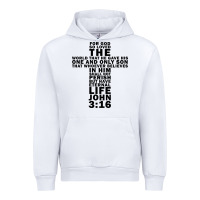 White John 3:16 Bible Verse Cool Christian Church Shirts Christianity Urban Hoodie - artisFamous
