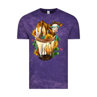 Cloud Purple Simmental Cow Bobba Cup Vintage Tee - FaDigitalArtStudio