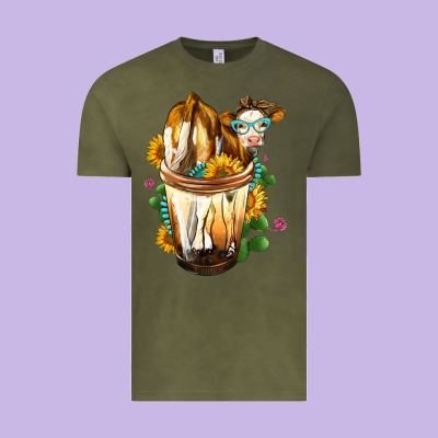 Simmental Cow Bobba Cup Vintage Tee Designed By Fadigitalartstudio