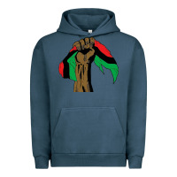 Pigment Midnight Navy black power african license Urban Hoodie - artisFamous