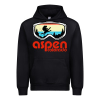 Black aspen colorado ski mountain skiing retro vacation Urban Hoodie - artisFamous