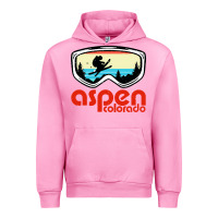 Fuchsia Pink aspen colorado ski mountain skiing retro vacation Urban Hoodie - artisFamous