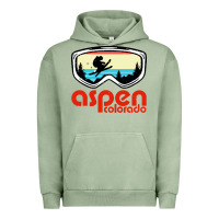 Pigment Oil Green aspen colorado ski mountain skiing retro vacation Urban Hoodie - artisFamous