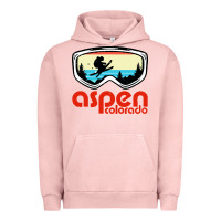 Pigment Salmon aspen colorado ski mountain skiing retro vacation Urban Hoodie - artisFamous