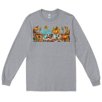 Heather Grey hello pumpkin libbey glass Long Sleeve Tee - BundleAndBundleShop