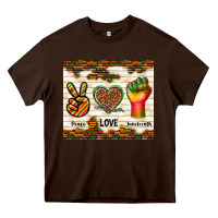 Chocolate Brown peace love juneteenth Heavy Core Tee - TumblerDesignByShophia