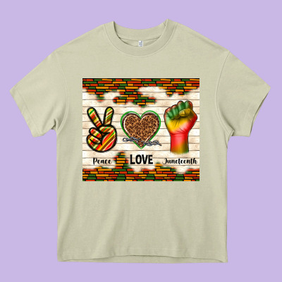 Peace Love Juneteenth Heavy Core Tee Designed By Tumblerdesignbyshophia