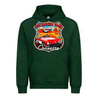 Forest Green CLASSIC CARS ROUTE 66 Urban Hoodie - artisFamous