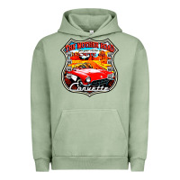 Pigment Oil Green CLASSIC CARS ROUTE 66 Urban Hoodie - artisFamous