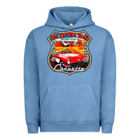 Pigment Pebble Blue CLASSIC CARS ROUTE 66 Urban Hoodie - artisFamous