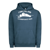 Pigment Midnight Navy i don't fall over i do random gravity checks Urban Hoodie - artisFamous