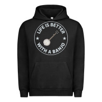 Pigment Black Banjo Bluegrass Music Traditional Musician Funny Gift Urban Hoodie - artisFamous