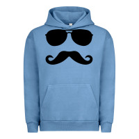 Pigment Pebble Blue moustache and sunglasses Urban Hoodie - artisFamous
