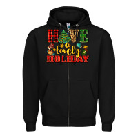 Black have a lovely holiday with gloves Zipper Hoodie - AdoDesignShop